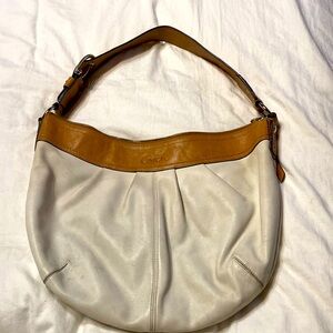 Coach White Bucket Shoulder Purse with large buckle